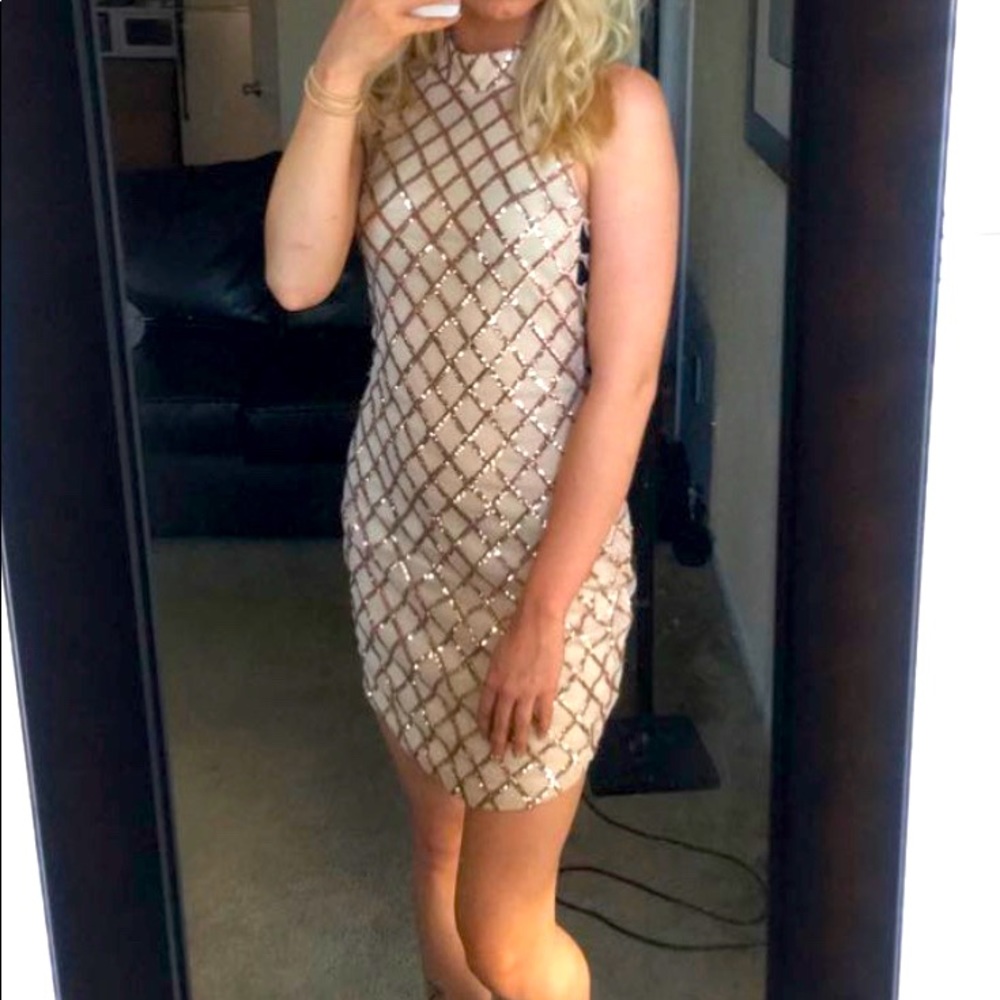 Gold mini dress